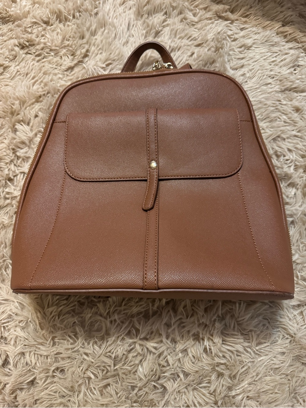 Vegan Leather Classic Brown Women's Leather Backpack Bag